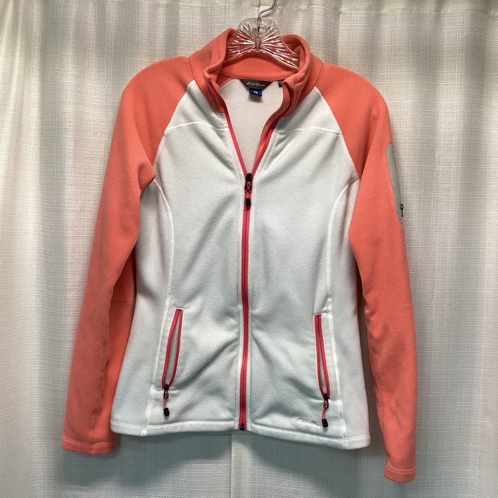 Eddie Bauer First Ascent Womens Fleece Jacket White Pink Full Zip S Gorpcore